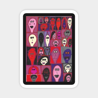 29 Faces in Pink and Purple Magnet