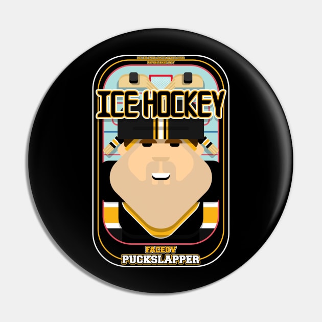 Ice Hockey Black and Yellow - Faceov Puckslapper - Bob version Pin by Boxedspapercrafts