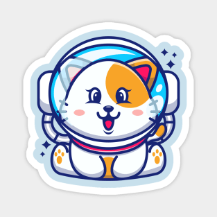 Cute baby cat wearing an astronaut helmet, cartoon character Magnet