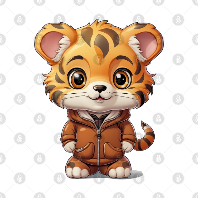 cute tiger cub Wear a long-sleeved shirt by ToonStickerShop