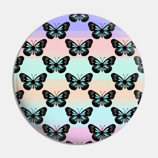 Tiny Black and Blue Butterflies pattern on pastel color background Pin