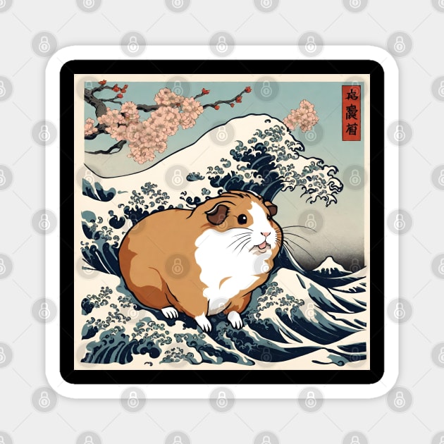 Vintage Funny Guinea Pig Adorable Guinea Pig Mom in the Great Wave Magnet by DaysuCollege