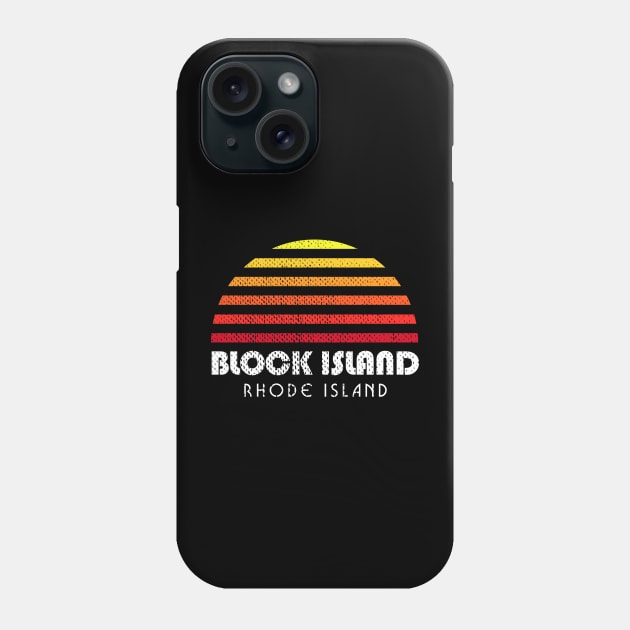 Block Island Rhode Island New England Retro Sunset Phone Case by PodDesignShop