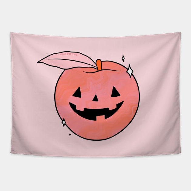 Spooky Peach Tapestry by Doodle by Meg