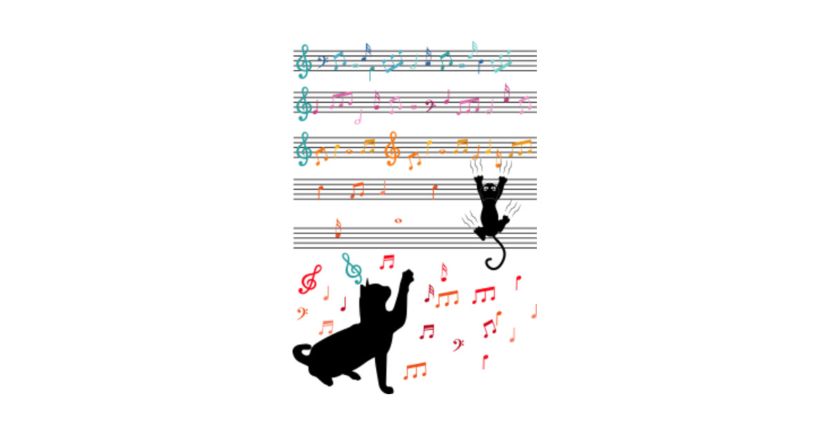 Funny Cats Playing With Music Notes Falling Down Shirt Christmas