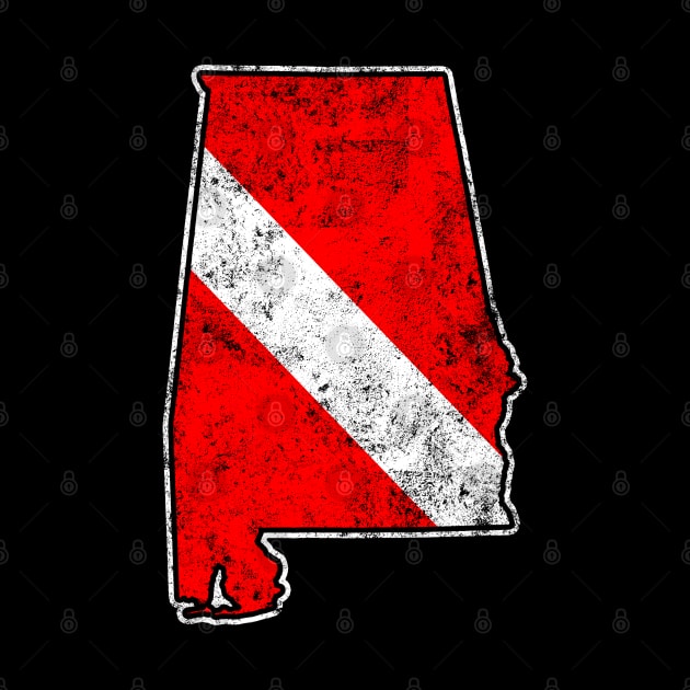 Alabama Dive Flag Scuba Diving State Map Dive Flag Distressed by TeeCreations