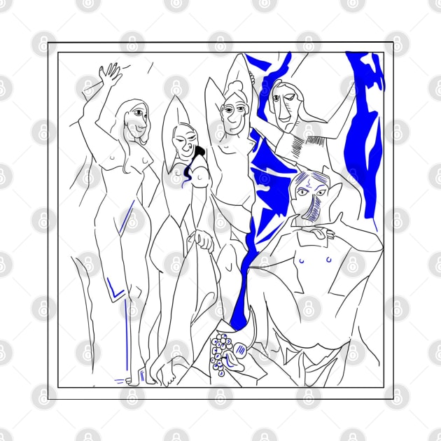 Les Demoiselles d'Avignon Line Art inspired by the original painting by Le petit fennec