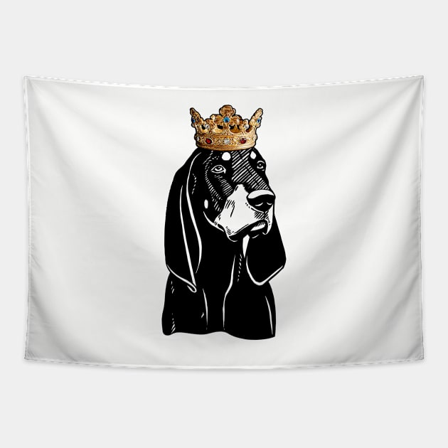 Black and Tan Coonhound Dog King Queen Wearing Crown Tapestry by millersye