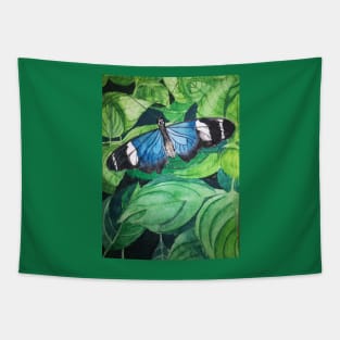 Blue butterfly watercolour painting Tapestry