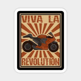 Motorcycle Retro Woodblock Biker Cyclist Magnet