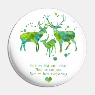 Watercolor Deer Family With Quote Pin