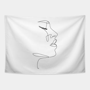 Line art woman Tapestry