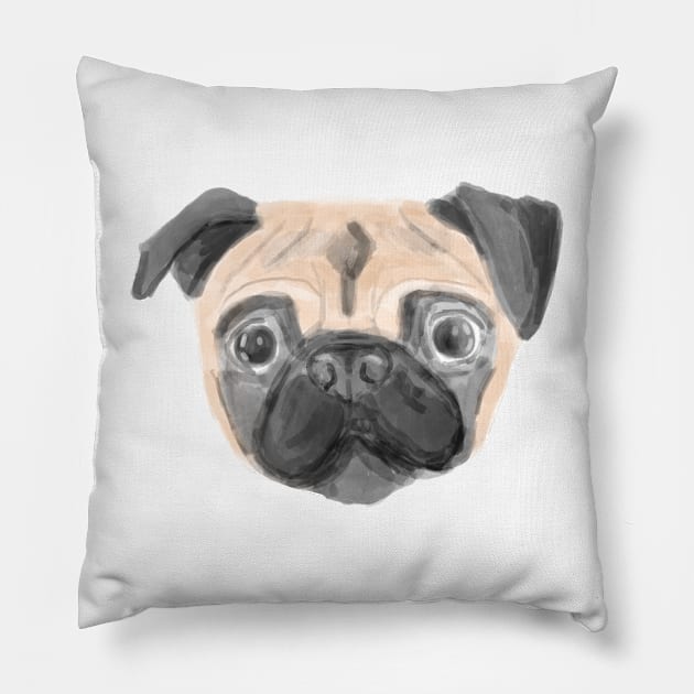 Pug Pillow by AliScarletAdams