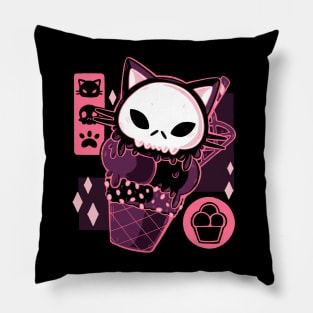 Skull Kitty Cream Pillow