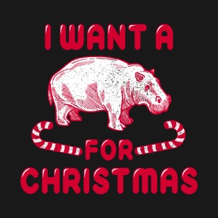 Quarantine Christmas Hippo Vintage Retro Christmas T-Shirt