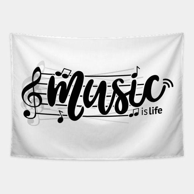 Music is life (black) Tapestry by Spaksu