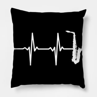 Saxophone Heartbeat - Saxophonists & Saxophone Players Gift Pillow