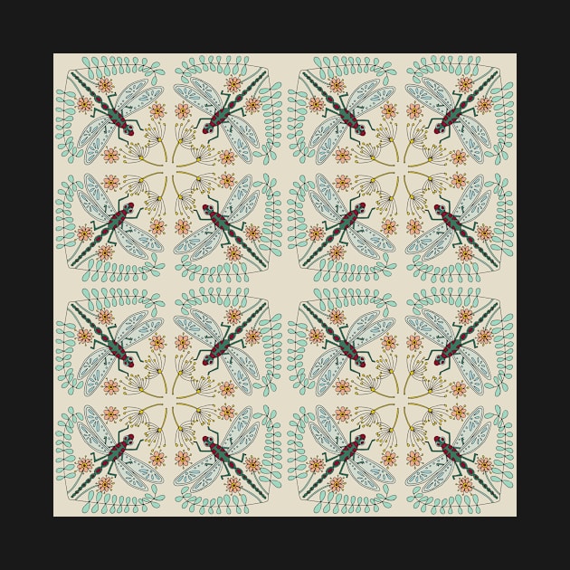 Dragonfly pattern, Cottagecore style. by krisevansart