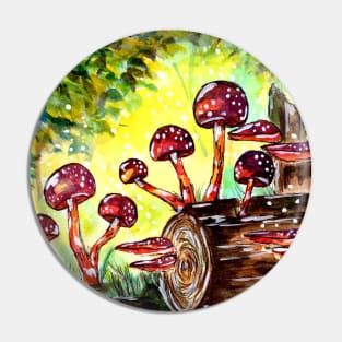 Red Mushroom in the Forest Pin