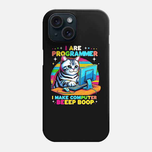 I Are Programmer Beep Boop Cute Programmer Cat Phone Case by T-shirt US