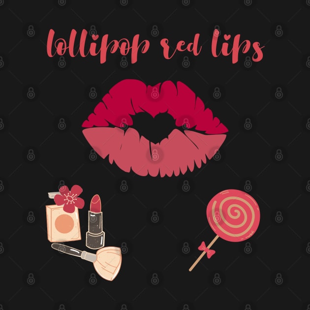 Lollipop red lips. Girly lipstick makeup candy by topsnthings