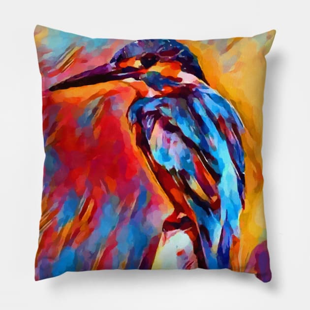 Kingfisher Watercolor Pillow by Shrenk