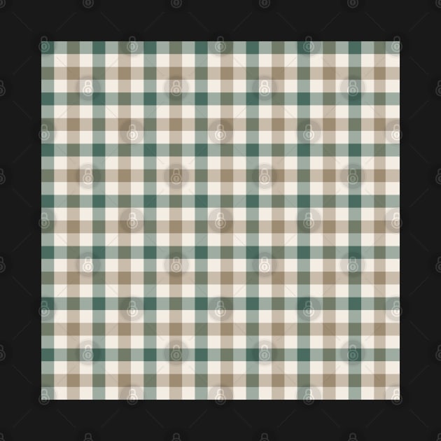 Classic gingham check in taupe and forest green by FrancesPoff