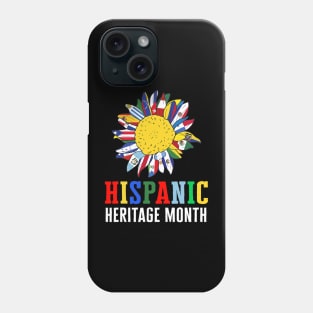 Hispanic Heritage Month Latino Counties Flags Sunflower 2022 Phone Case