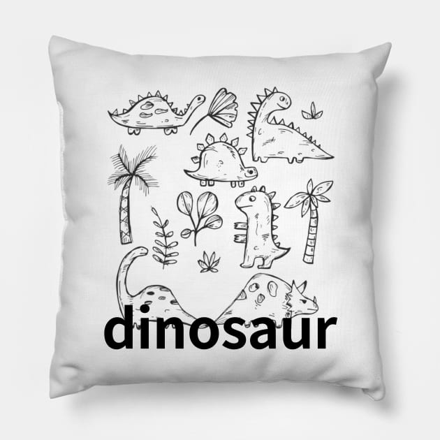 dinosaurs were alive a long time ago, dinosaur Pillow by zzzozzo