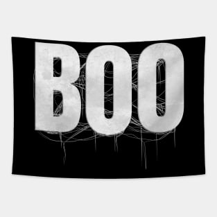 Letters Write The Word Boo With Spider Web On Halloween Tapestry