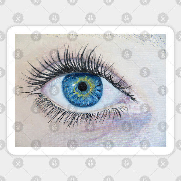 In Your Eyes Oil Painting Hyper Realism Artist Sticker Teepublic