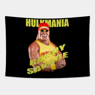 Randy Savage Hulk mania T shirt Yellow Tapestry