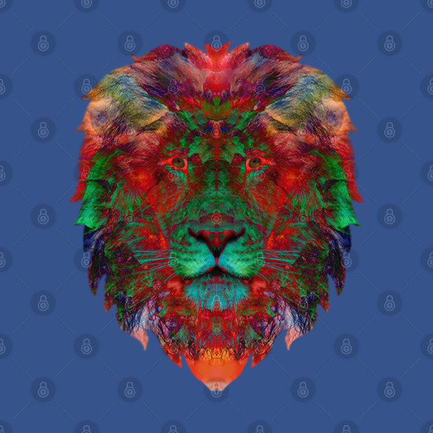 Discover Colorful Artistic Lion - Lion Face - T-Shirt