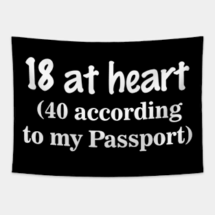 18 at Heart Logo Funny Tapestry