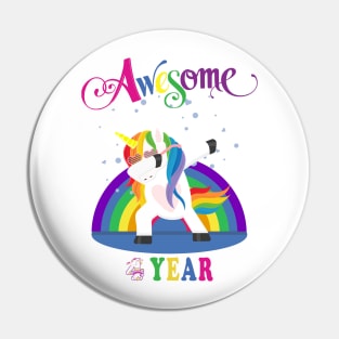 4th Birthday Unicorn Pin