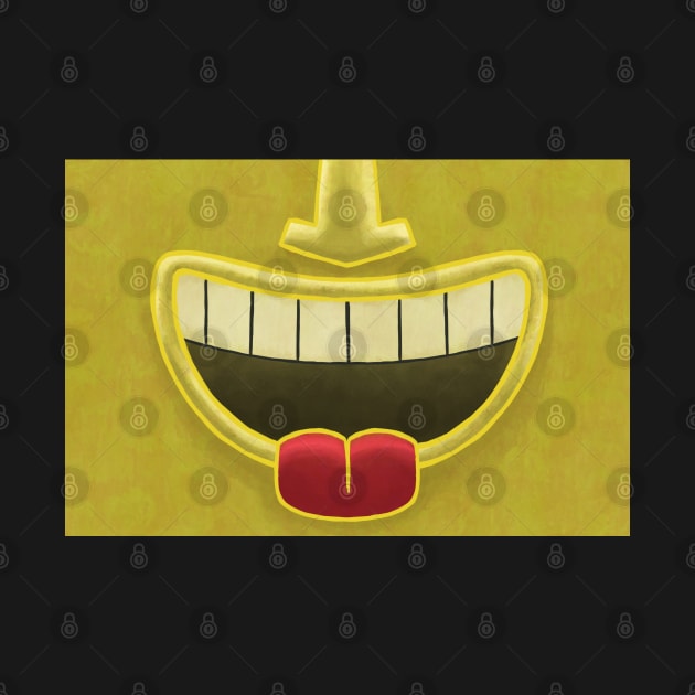 Yellow Tiki Smile Mask! (Red Tongue Version) by ErinKantBarnard