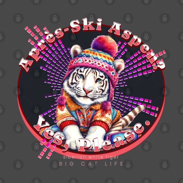 Apres-Ski Aspen Groovy Beanie White Tiger 65T by catsloveart