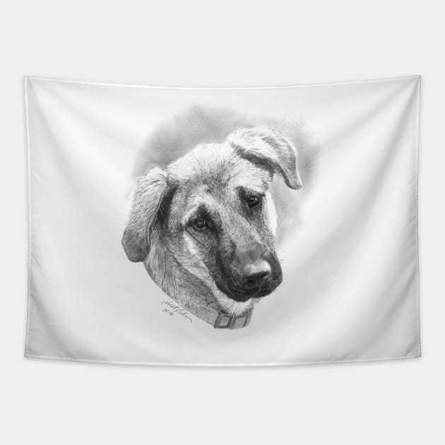 Puppy - Mixed Breed - Dog Illustration Tapestry by allthumbs