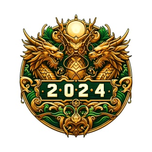 Wooden Gold Green Dragon 2024 No.3 T-Shirt