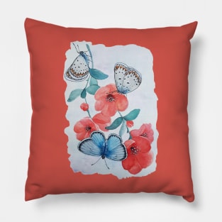 Watercolor Botanical Chalkhill Blue Butterfly Pillow