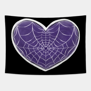 Purple Spider Web Heart Tapestry