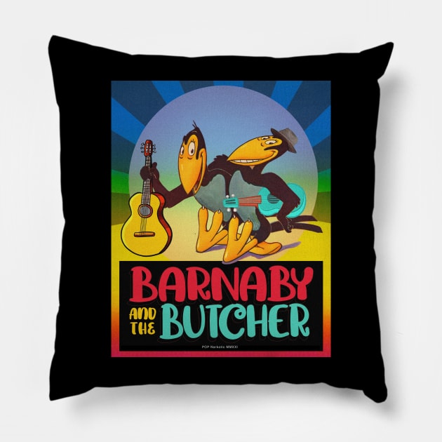 Barnaby and the Butcher (Heckle & Jeckle) Pillow by LittleCloudSongs