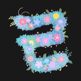 "ㄹ" Floral Letter Hangeul T-Shirt