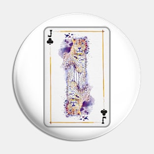 Leopard Head Jack Of Clubs Playing Card Pin