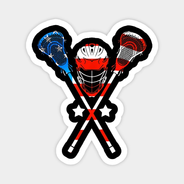 4th Of July American Flag Patriotic Lacrosse Magnet by Haley Tokey