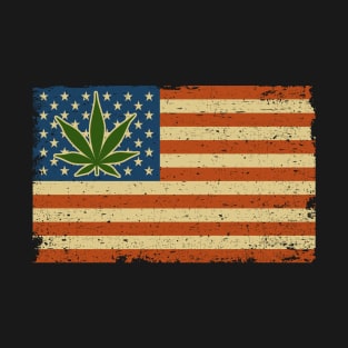 Marijuana Flag Hemp Chill Vibes Stoned High Weed T-Shirt