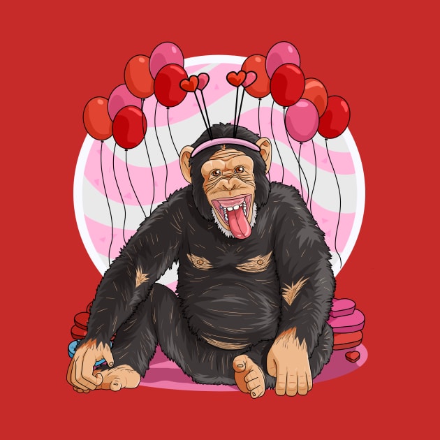 Chimpanzee Valentines Day Heart Chimp Love by Noseking