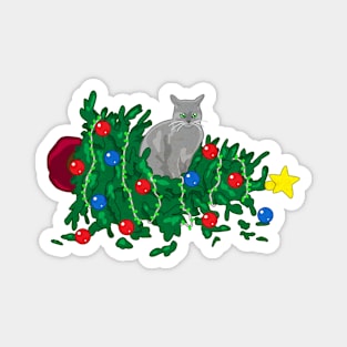 Cat Hates Your Tree - gray Magnet