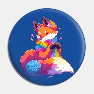 A fox that just finished knitting a nice scarf Pin