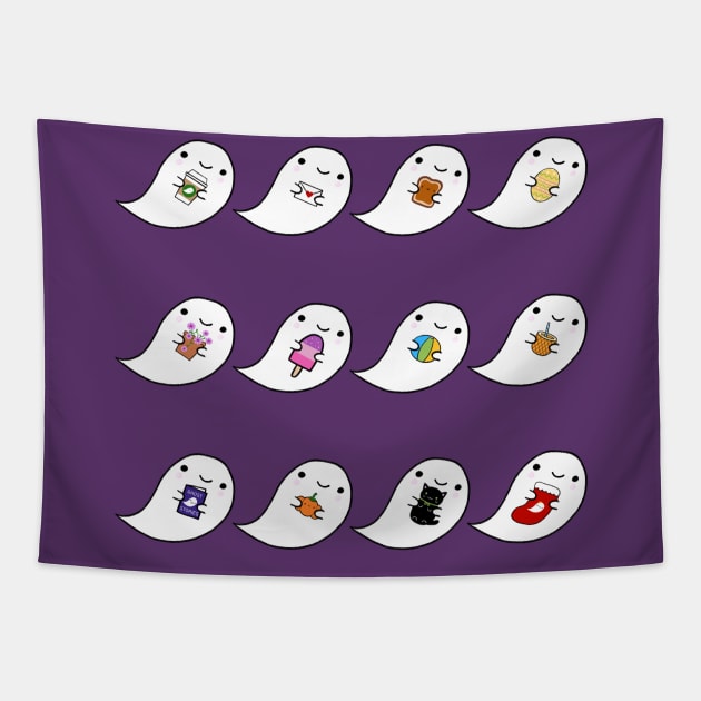 Kawaii Ghost Favourites Tapestry by marcelinesmith